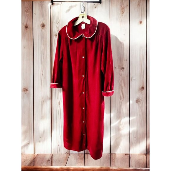 Unbranded Other - Vintage Red Long Nightgown With White Piping & Peter Pan Collar